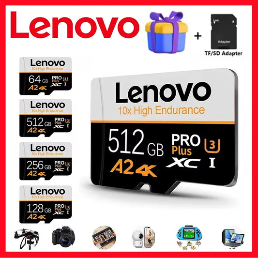 Lenovo High Speed Memory Card 1TB Cartao De Memoria 512GB Micro SD Card 256GB Class 10 TF Flash Card For Phone Tablet UAV NEW